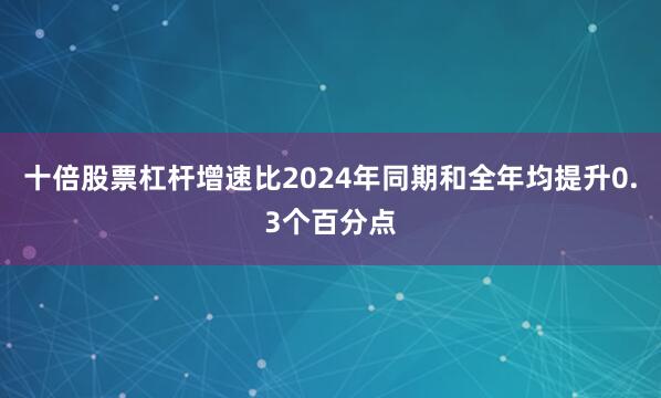 十倍股票杠杆增速比2024年同期和全年均提升0.3个百分点